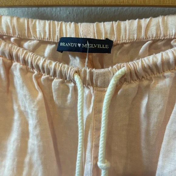 NWOT Small Brandy Melville Anastasia Pink Linen Drawstring Pants! - Picture 8 of 15